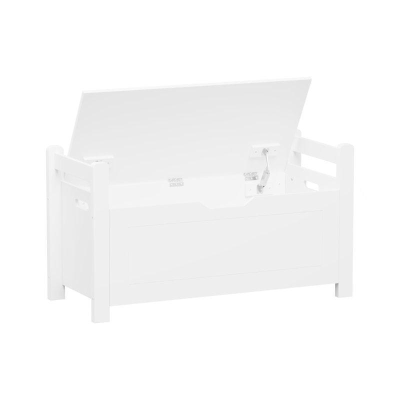 Beyaz MDF Kitaplıklı Kapaklı Minderli Oyuncak Dolabı - 89x39x50 cm - 149946