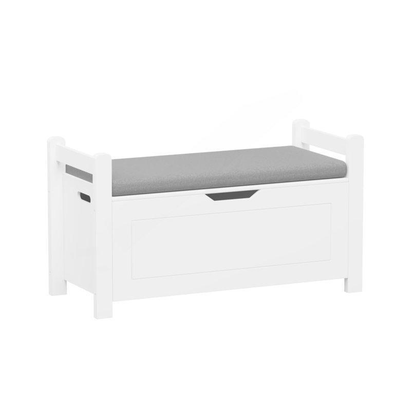 Beyaz MDF Kitaplıklı Kapaklı Minderli Oyuncak Dolabı - 89x39x50 cm - 149946