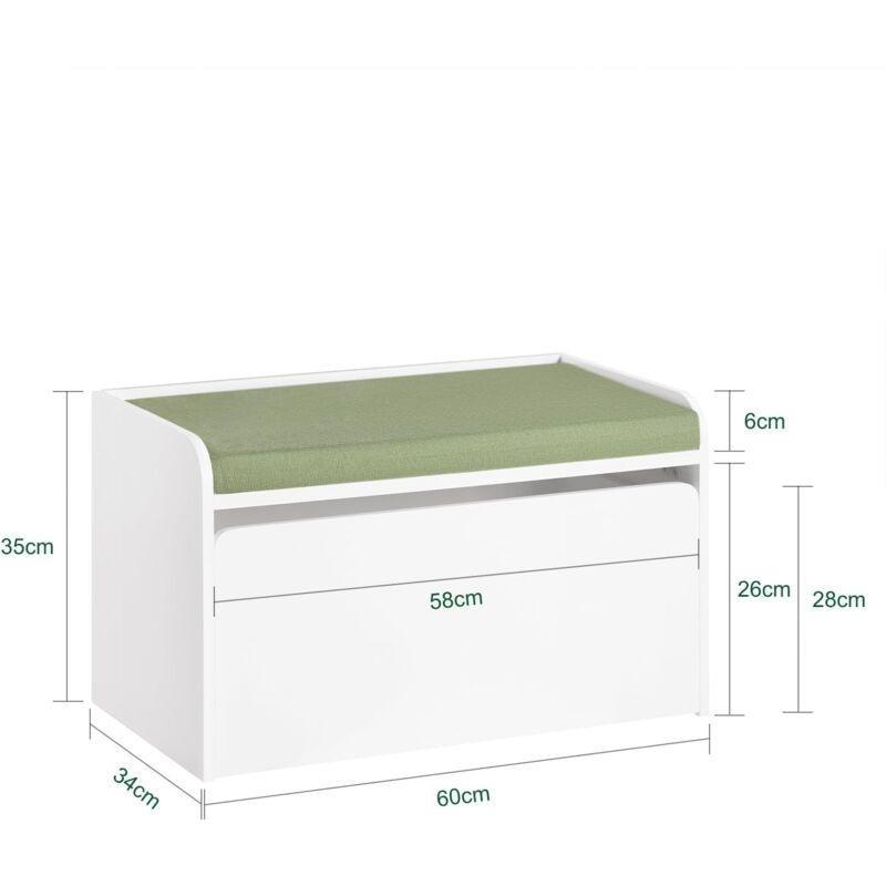 Beyaz MDF Tekerlekli Çekmeceli Oturaklı Oyuncak Dolabı - 60x34x45 cm - 150733