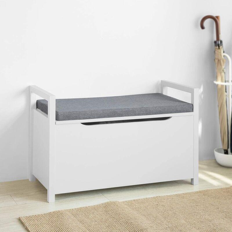 Beyaz MDF ve Metal Minderli Kapaklı Oyuncak Dolabı - 86x38x54 cm - 150763
