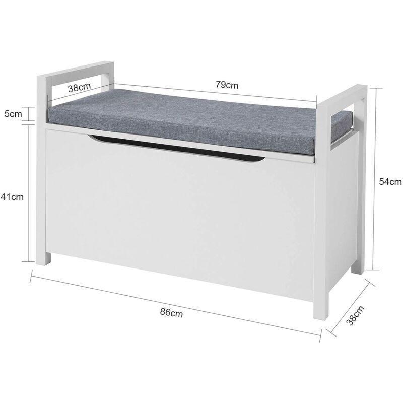 Beyaz MDF ve Metal Minderli Kapaklı Oyuncak Dolabı - 86x38x54 cm - 150763