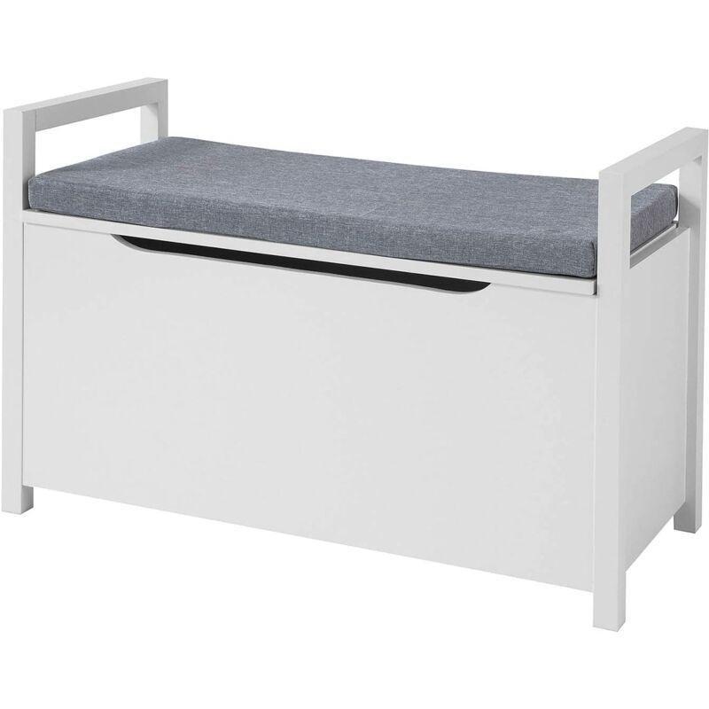 Beyaz MDF ve Metal Minderli Kapaklı Oyuncak Dolabı - 86x38x54 cm - 150763