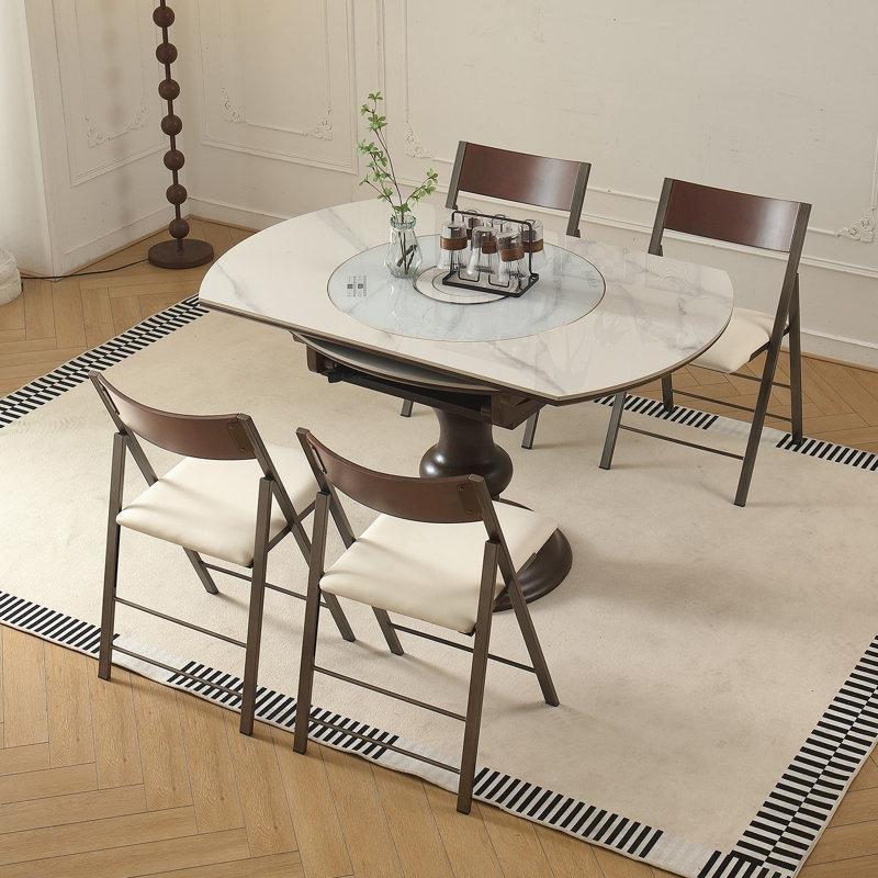 Beyaz Metal Deri Minderli 2li Set Katlanır Sandalye - 146124