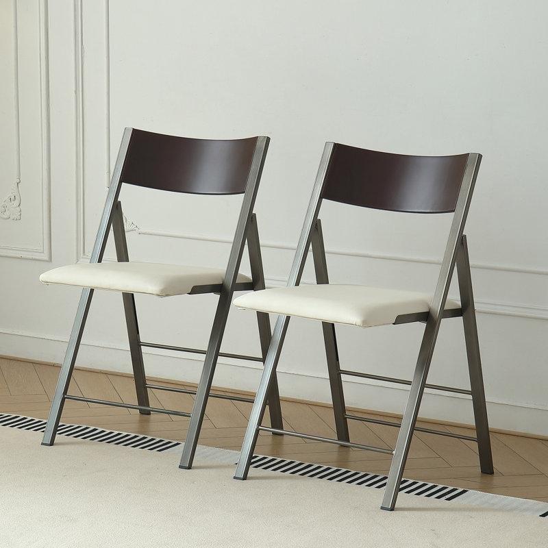 Beyaz Metal Deri Minderli 2li Set Katlanır Sandalye - 146124