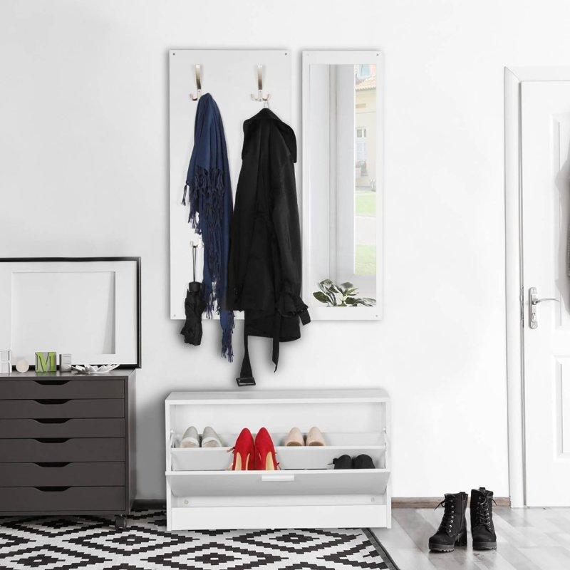 Beyaz Metal Kulplu Kapaklı Ayakkabılıklı Portmanto Vestiyer - 80x27x167 cm - 159196