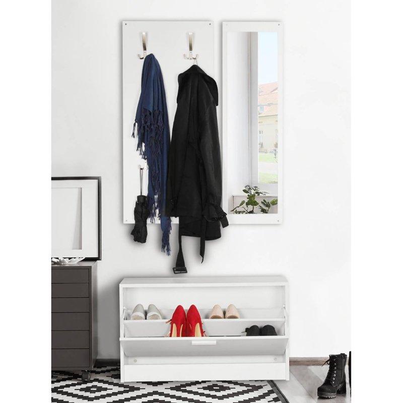 Beyaz Metal Kulplu Kapaklı Ayakkabılıklı Portmanto Vestiyer - 80x27x167 cm - 159196