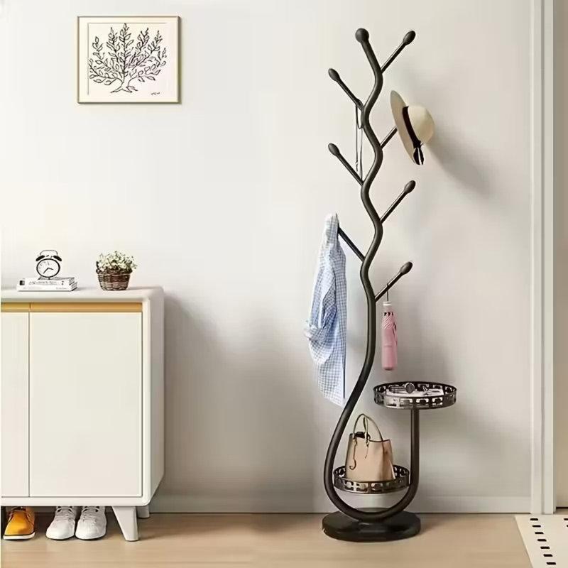 Beyaz Metal Raflı 8 Kancalı Ayaklı Portmanto - 168 cm - 161266