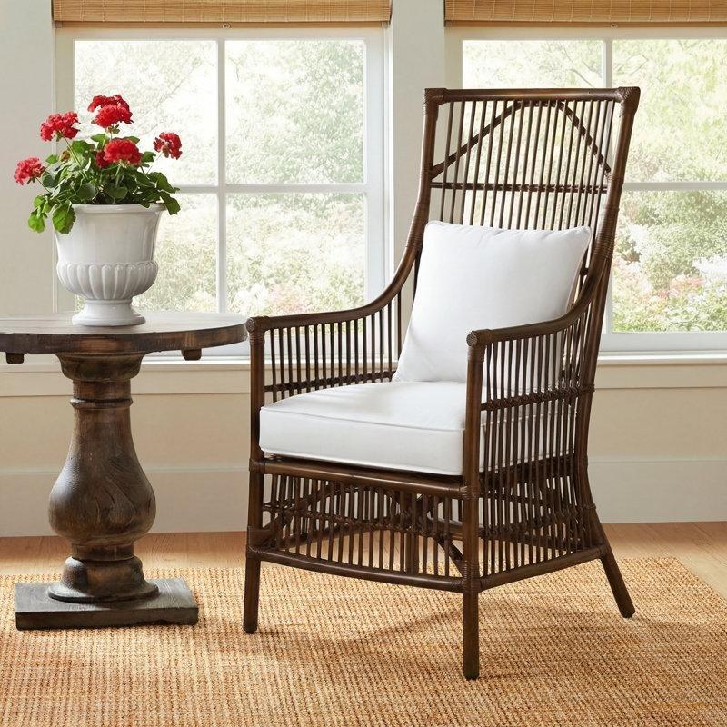 Beyaz Minderli Kolçaklı Rattan Sandalye - 146277