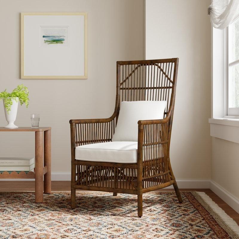 Beyaz Minderli Kolçaklı Rattan Sandalye - 146277