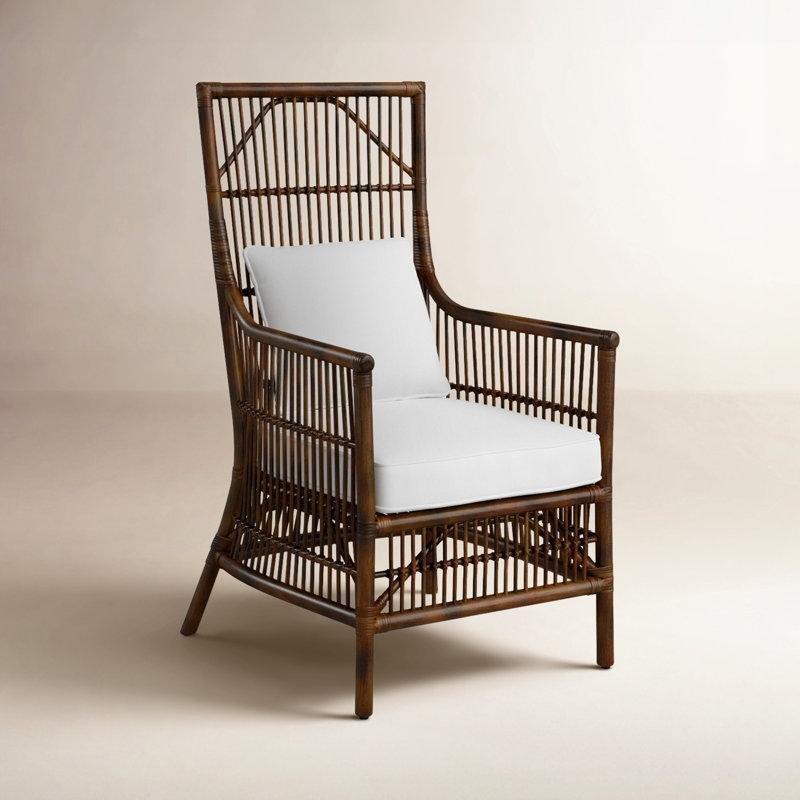 Beyaz Minderli Kolçaklı Rattan Sandalye - 146277