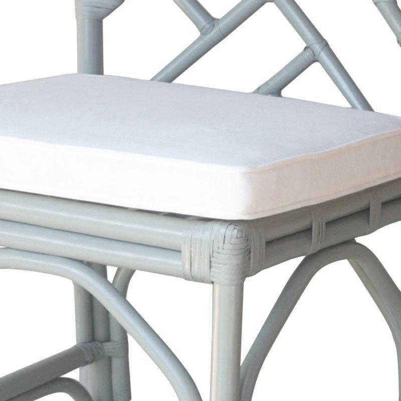 Beyaz Minderli Rattan Chippendale Tasarım 2li Set Hasır Bar Sandalyesi - 148284