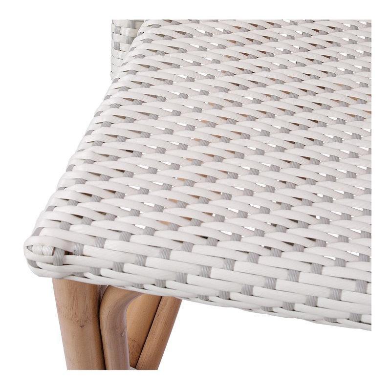 Beyaz Oturaklı Kahverengi Rattan Dört Ayaklı Hasır Bar Sandalyesi 2li Set - 65 cm - 148266