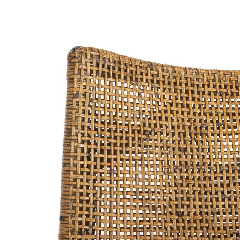 Beyaz Pamuk Döşemeli Rattan Kolçaklı Maun Ayaklı Bohem Sandalye - 145584