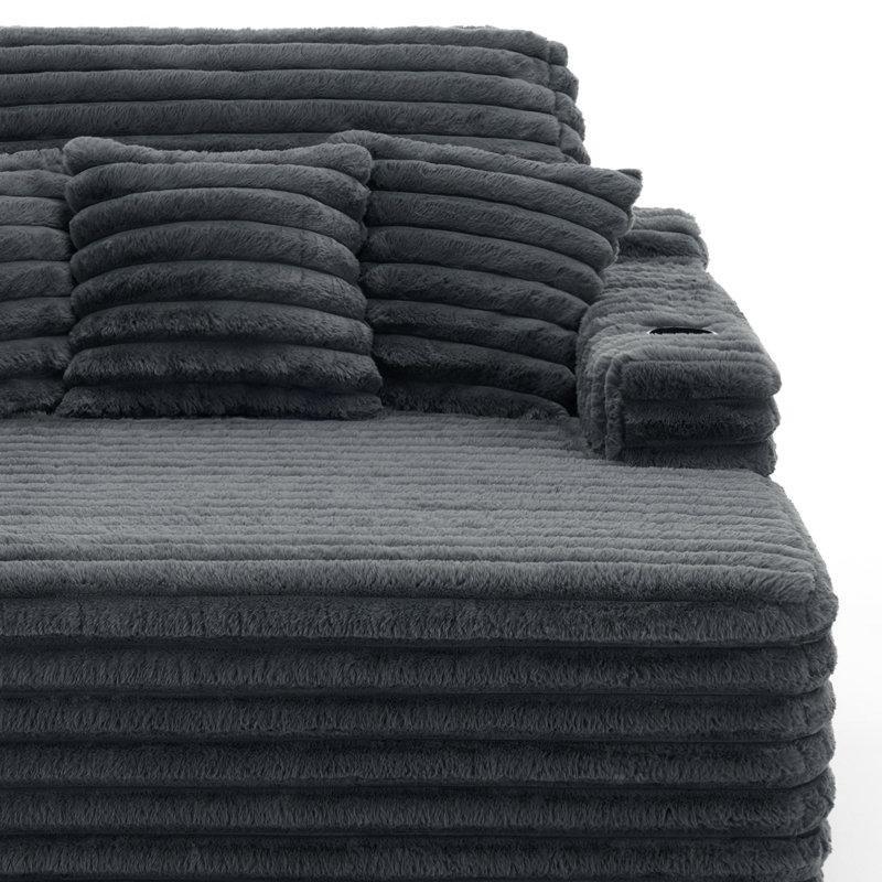 Beyaz Pamuklu Flanel Bardaklıklı Yatabilen Masif Ahşap Ayaklı Uzanmalı Koltuk - 135 cm - 156349