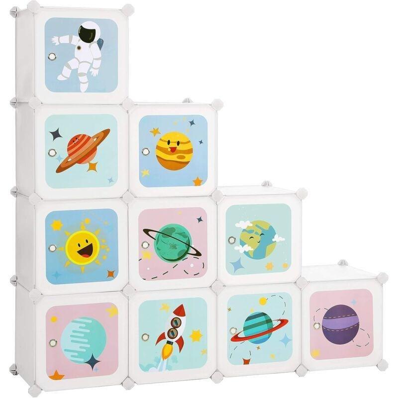 Beyaz Plastik Modüler 10 Küplü Kapaklı Oyuncak Dolabı - 123x31x123 cm - 150882