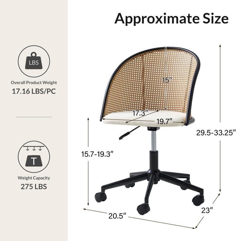 Beyaz Polyester Döner Tekerlekli Rattan Sandalye - 146274