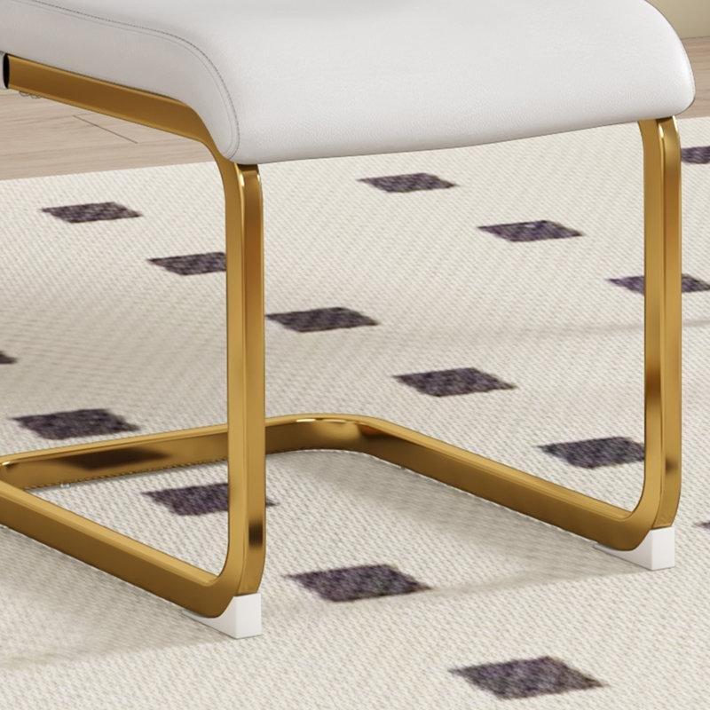 Beyaz Suni Deri Konsol 4lü Set Gold Sandalye - 146055