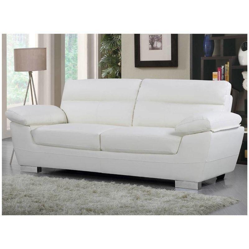 Beyaz Suni Deri ve PVC Başlıklı 3 Kişilik Koltuk - 210x88 cm - 153721