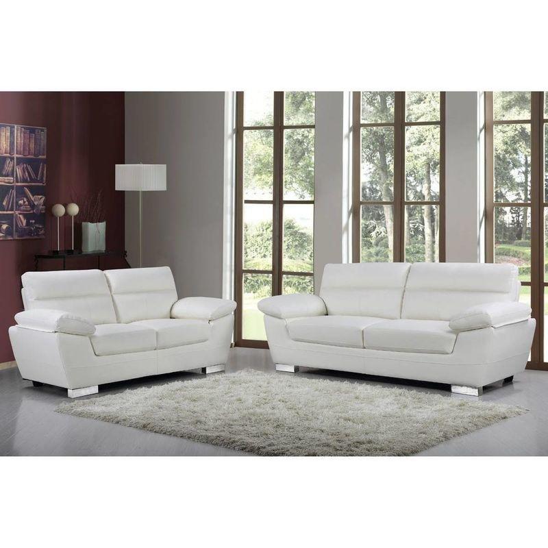 Beyaz Suni Deri ve PVC Başlıklı 3 Kişilik Koltuk - 210x88 cm - 153721