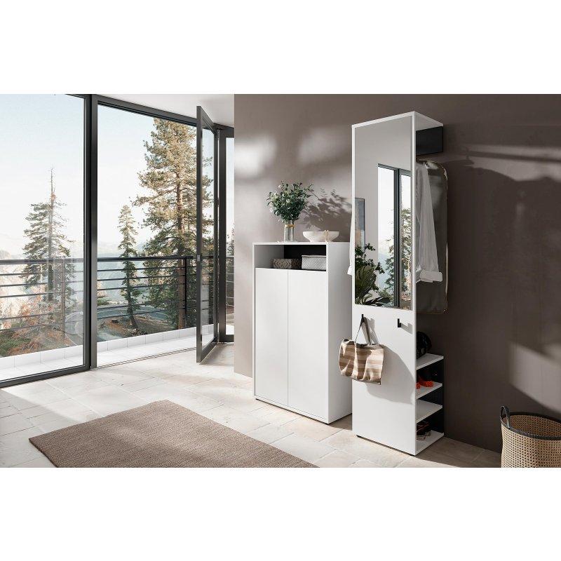 Beyaz Sunta 2 Kapaklı 2 Parçalı Portmanto Vestiyer - 110x186 cm - 158641