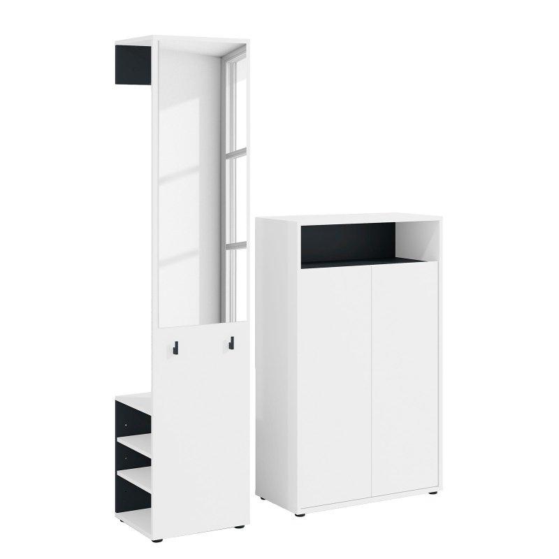Beyaz Sunta 2 Kapaklı 2 Parçalı Portmanto Vestiyer - 110x186 cm - 158641