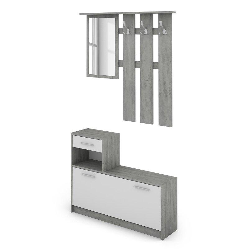 Beyaz Sunta Çekmeceli ve Kapaklı Portmanto Vestiyer - 97x25x190 cm - 159328