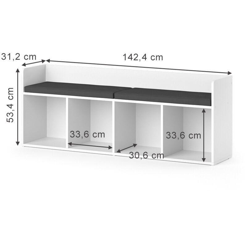 Beyaz Sunta Minderli 4 Raflı Oyuncak Dolabı - 142 cm - 150815