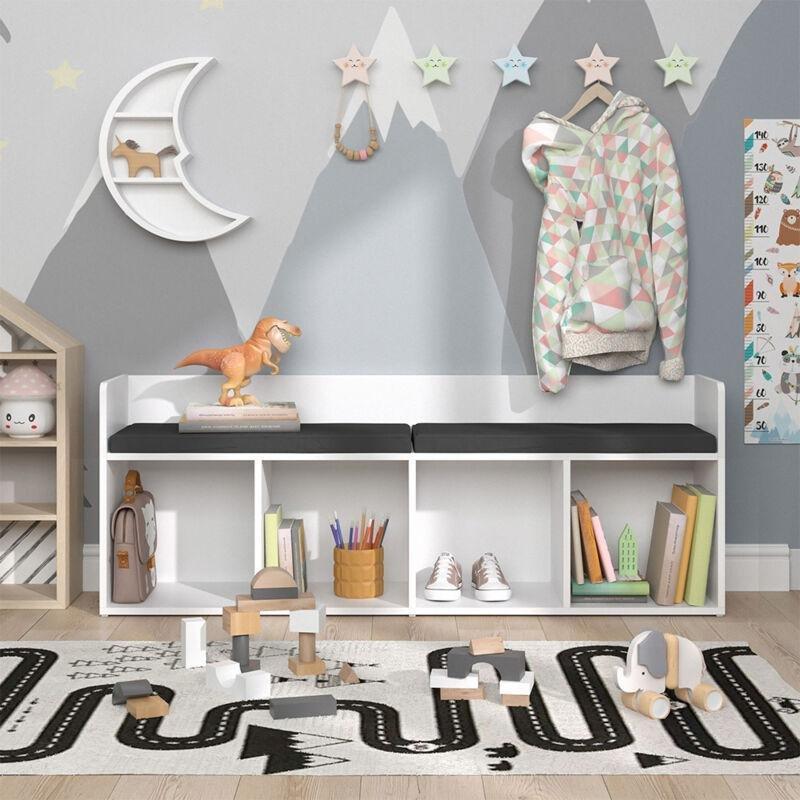 Beyaz Sunta Minderli 4 Raflı Oyuncak Dolabı - 142 cm - 150815