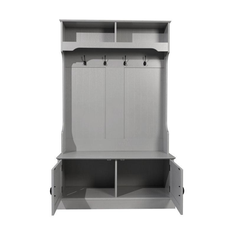 Beyaz Sunta Oturaklı ve Ayakkabılıklı 4 Askılıklı Portmanto Vestiyer - 100 cm - 159811