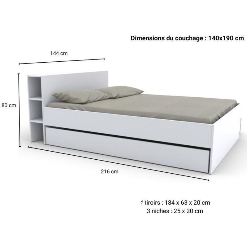 Beyaz Suntalam Raflı Başlıklı Çekmeceli Baza - 140x190 cm - 143801