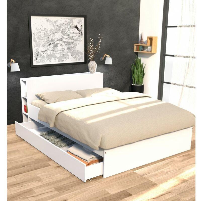 Beyaz Suntalam Raflı Başlıklı Çekmeceli Baza - 140x190 cm - 143801