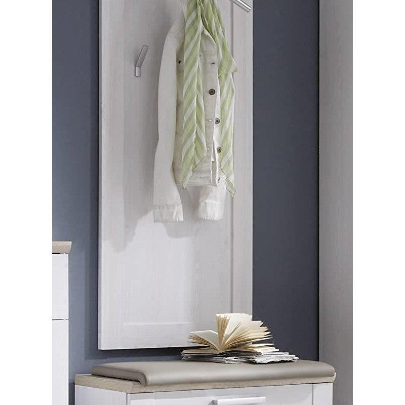Beyaz ve Açık Meşe Ahşap Aynalı Oturaklı 5 Parçalı Portmanto Vestiyer Seti - 248x201x39 cm - 158770