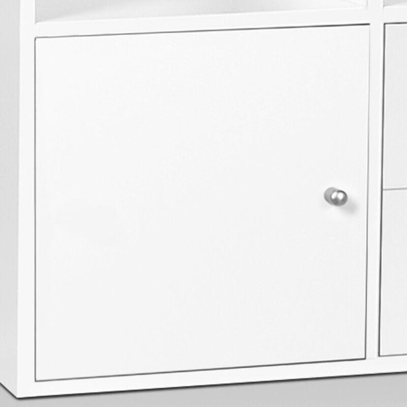 Beyaz ve Gri Sunta Merdiven Tasarımlı 3 Kademeli Kapaklı ve Çekmeceli Oyuncak Dolabı - 88x88x30 cm - 150913