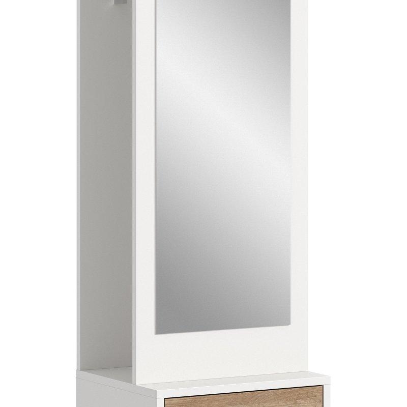 Beyaz ve Rustik Dekorlu Sunta 3 Çekmeceli Portmanto Vestiyer - 45 cm - 158989