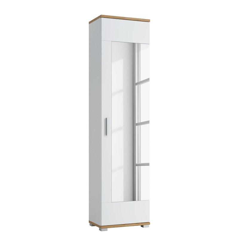 Beyaz ve Wotan Meşe Ahşap 6 Parça Aynalı ve Oturaklı Portmanto Vestiyer Seti - 230 cm - 159181