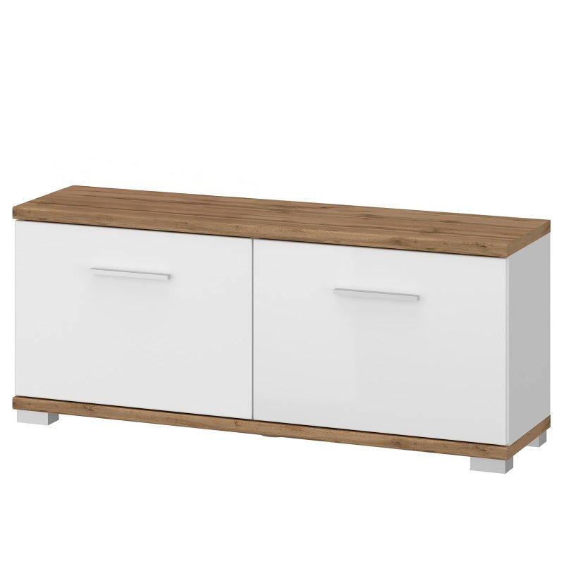 Beyaz ve Wotan Meşe Oturaklı 3 Parçalı Portmanto Vestiyer Seti - 90 cm - 158914