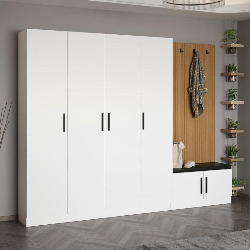 Beyaz Yonga Levha Askılıklı Portmanto Vestiyer - 270 cm - 159397