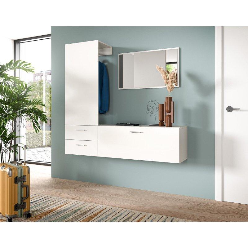 Beyaz Yonga Levha Aynalı 3 Parçalı Portmanto Vestiyer - 156x190 cm - 159151