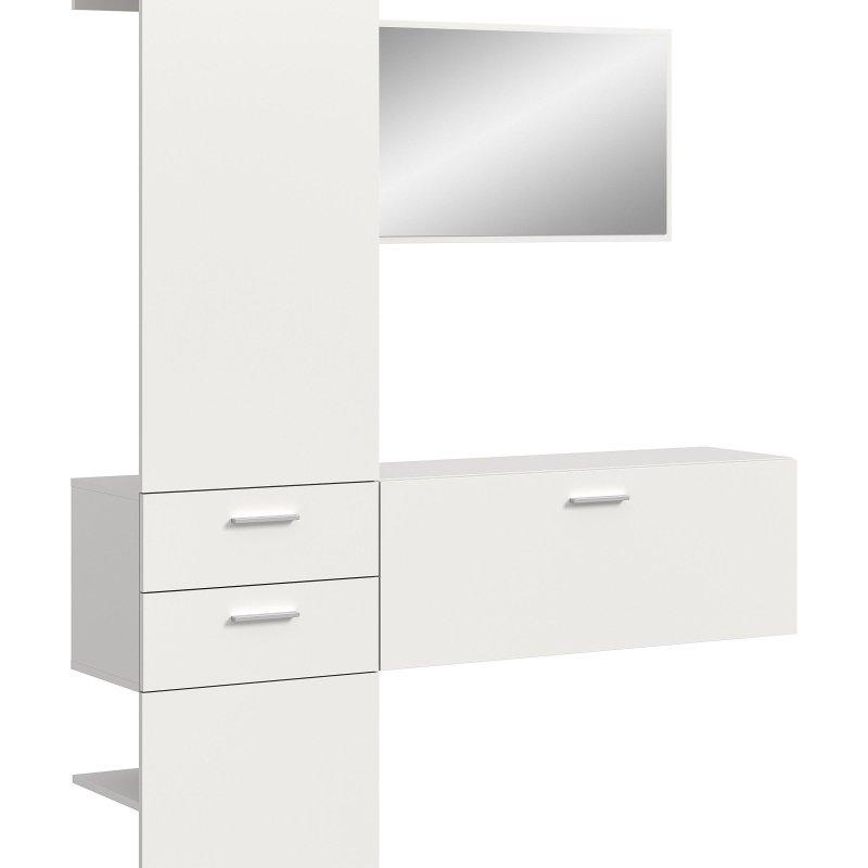 Beyaz Yonga Levha Aynalı 3 Parçalı Portmanto Vestiyer - 156x190 cm - 159151