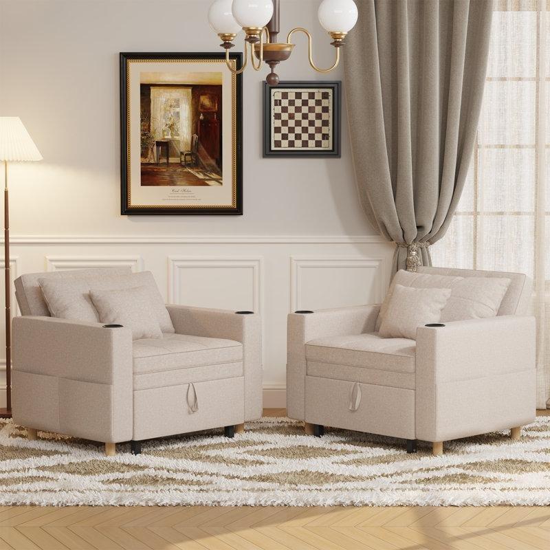 Bisküvi Kapitoneli Metal İskeletli Masif Ahşap Ayaklı Yatak Olan Tekli Koltuk - 98 cm - 156328