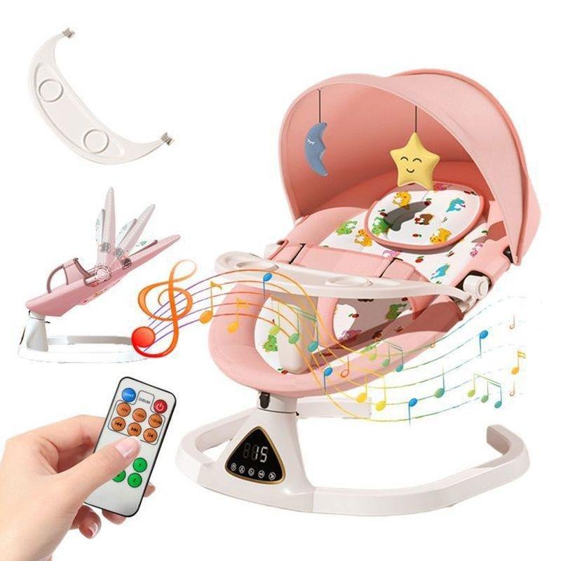 Bluetoothlu Uzaktan Kumandalı 5 Kademeli Müzikli Ana Kucağı Beşik - 60x64x80 cm - 162451