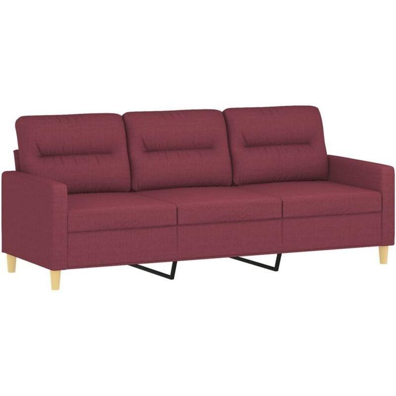 Bordo Kumaş Metal Ayaklı 3 Kişilik Modern Koltuk - 198 cm - 154216
