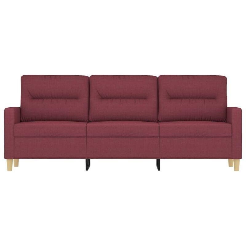 Bordo Kumaş Metal Ayaklı 3 Kişilik Modern Koltuk - 198 cm - 154216