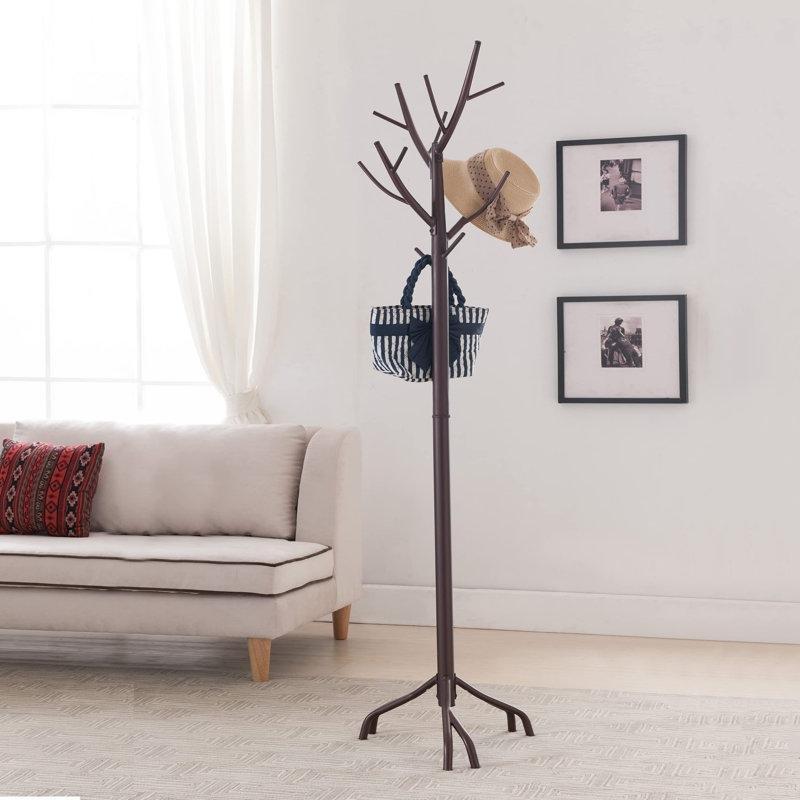 Bronz Metal Ağaç Dalı Tasarımlı 14 Askılı Ayaklı Portmanto Vestiyer - 176 cm - 161296
