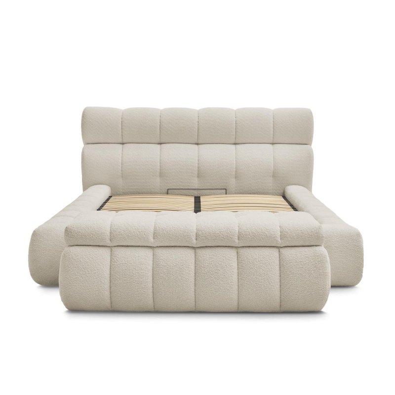 Bukle Kumaş Sandıklı Çift Kişilik Baza ve Puf Seti - 144218