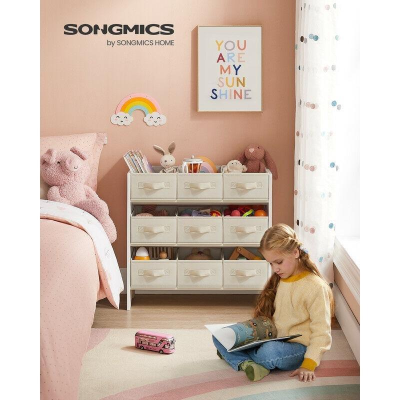 Bulut Beyazı MDF 9 Kumaş Sepetli Oyuncak Dolabı - 63x30x60 cm - 150578