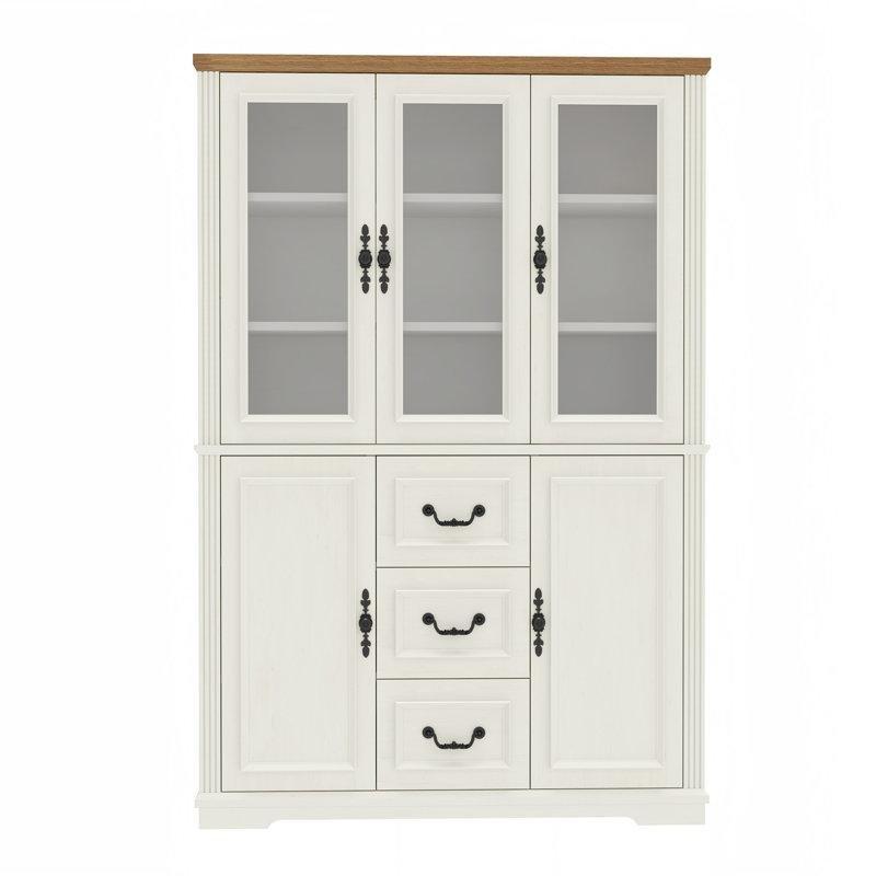 Cam Kapaklı 3 Çekmeceli Ayarlanabilir Raflı Vitrin - Gümüşlük - 120x178 cm - 156859