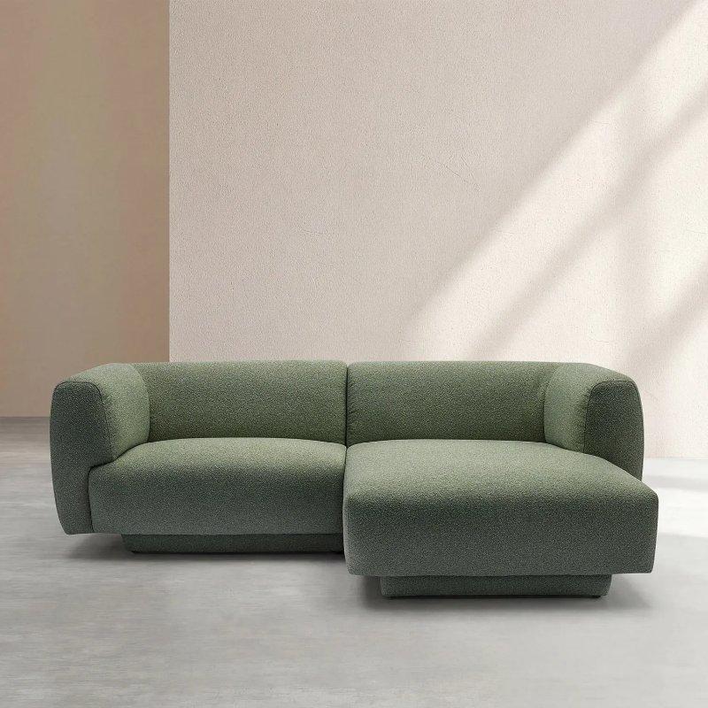 Çam Yeşili Dokulu Kumaş Sağ Uzanmalı Köşe Koltuk - 228x158 cm - 154778