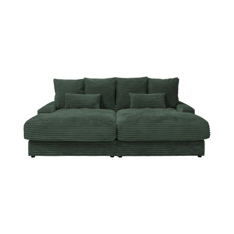 Çam Yeşili Kalın Fitilli Kadife Derin Oturumlu Üçlü Koltuk - 232 cm - 155122