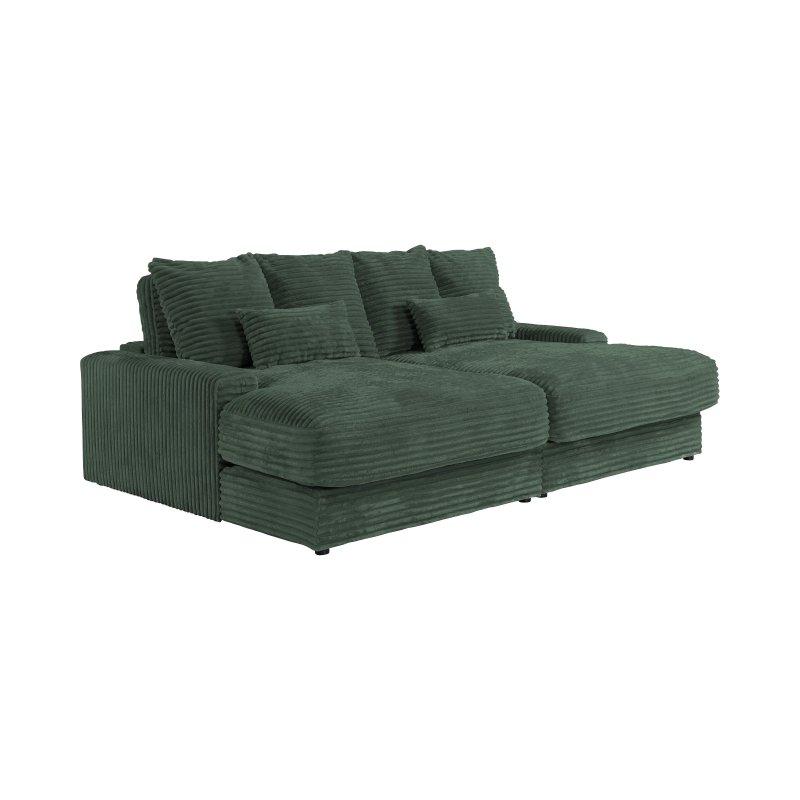 Çam Yeşili Kalın Fitilli Kadife Derin Oturumlu Üçlü Koltuk - 232 cm - 155122